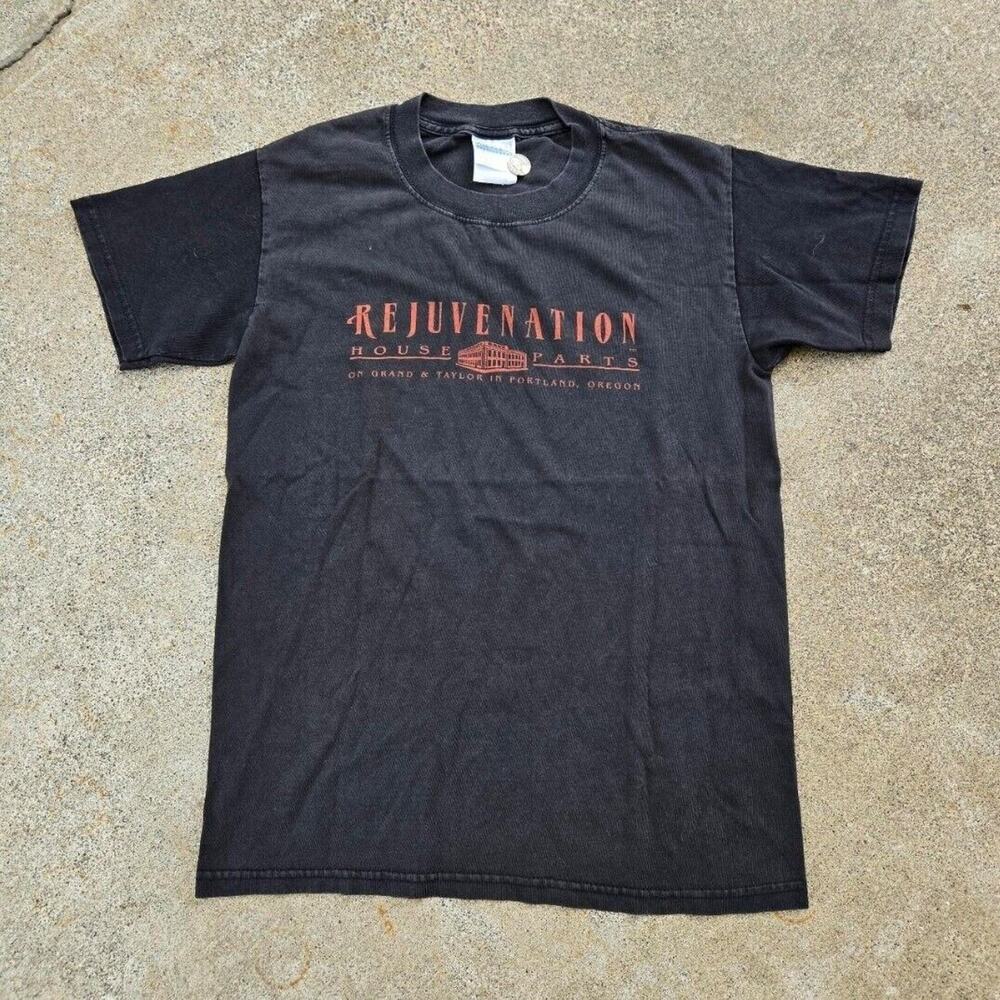 Vtg 90s Rejuvenation Portland Local House Parts Store T Shirt Black Small